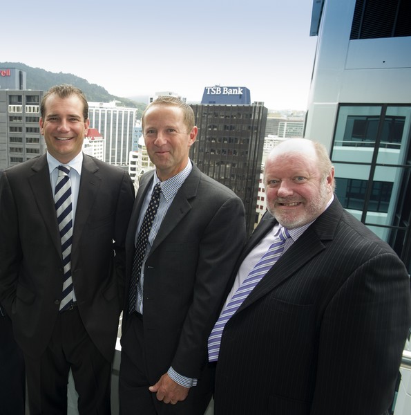 Bayleys managing director Mike Bayley, left, with highly-experienced property valuations and real estate consultants Paul Butchers, centre, and John Freeman who have joined the company. 